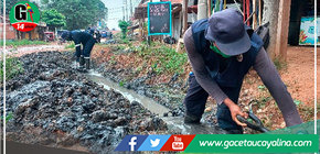 Municipio yarinense limpia caño natural lleno de tierra