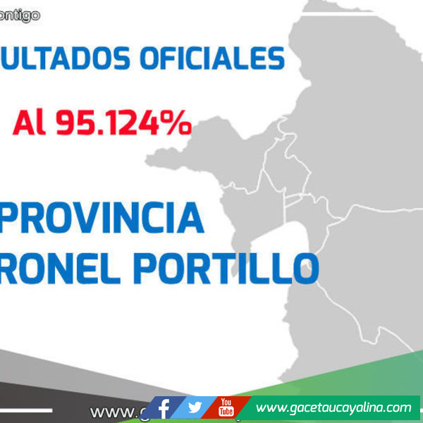 Conozca los Resultados Oficial al 95.124 % en la Provincia de Coronel Portillo
