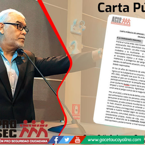 Aprosec hace pública una carta de prevención ante constantes reclamos de la ciudadanía por la peligrosa inseguridad en que vivimos