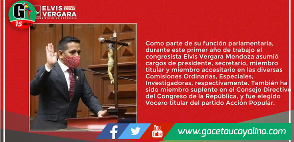 Congresista de la República Elvis Hernán Vergara Mendoza informó sobre las gestiones y proyectos de ley hechas por su autoría