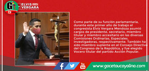Congresista de la República Elvis Hernán Vergara Mendoza informó sobre las gestiones y proyectos de ley hechas por su autoría