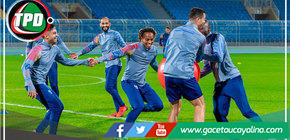 Ayer entrenaron André Carrillo 🇵🇪 y Cristiano Ronaldo 🇵🇹