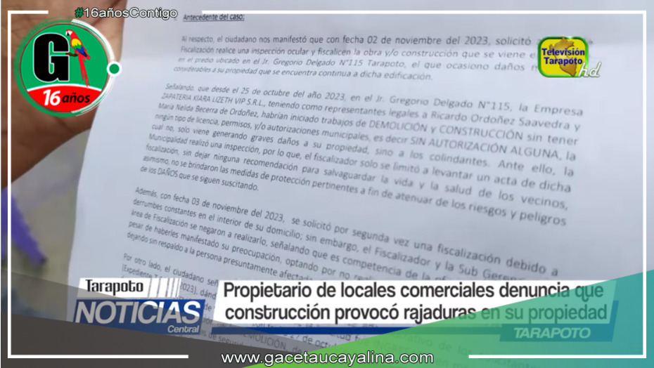 Propietarios comerciales de Tarapoto son afectados por construcción