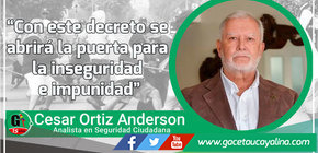 Con este decreto se abrirá la puerta para la inseguridad e impunidad