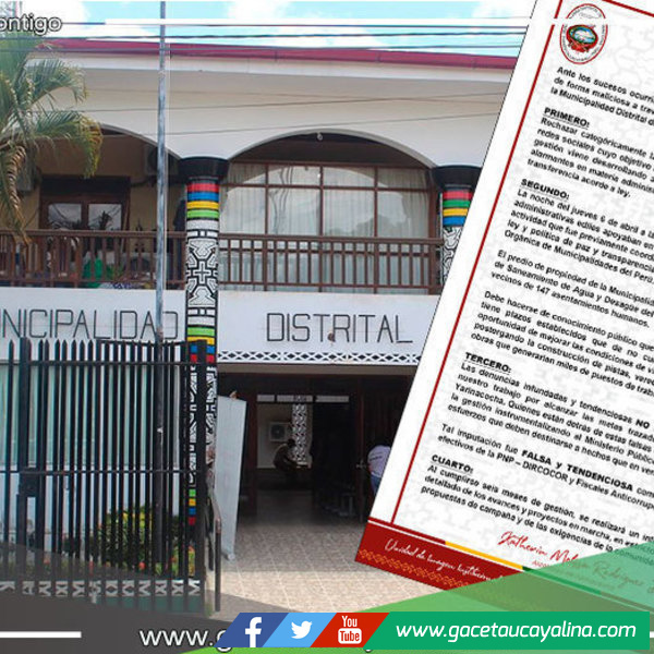 Alcaldesa de Yarinacocha rechaza publicaciones que han venido compartiendo en Redes Sociales