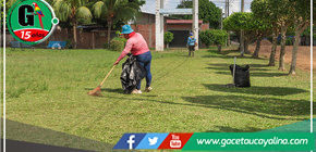 Municipalidad de Manantay limpia y cultiva áreas verdes del A.H. Nueva América 