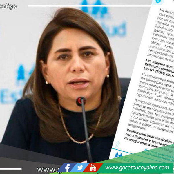 Presidenta Ejecutiva de Es Salud, se pronuncia y se compromete a trabajar por los asegurados
