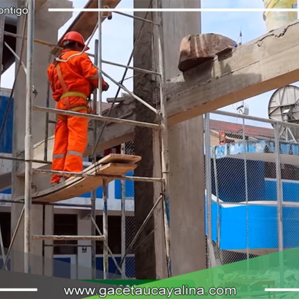 Municipalidad de Ucayali Avanza en Construcción de Cobertura de Patio de Formación de Colegio 64194 Virgen de Fátima