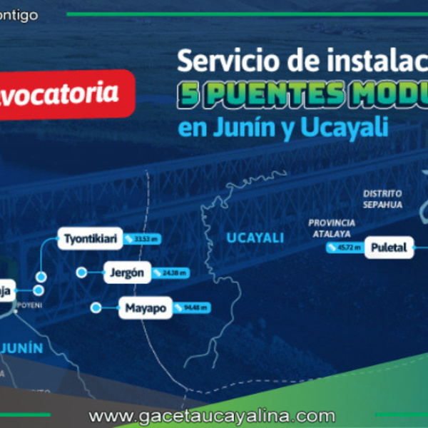MTC invertirá más de S/ 7.7 millones en puentes modulares para Junín y Ucayali