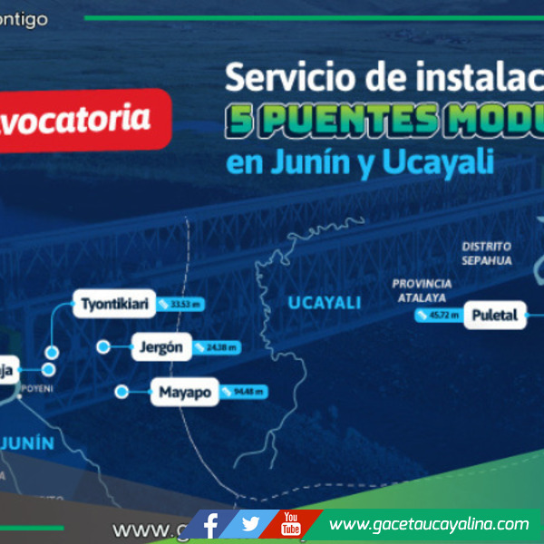 MTC invertirá más de S/ 7.7 millones en puentes modulares para Junín y Ucayali