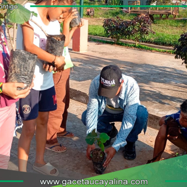 Yurúa reforesta y embellece su Plaza Mayor