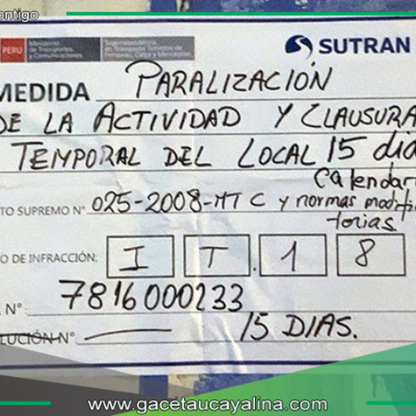SUTRAN suspende operaciones de dos centros de inspección vehicular y una escuela de conductores en Junín