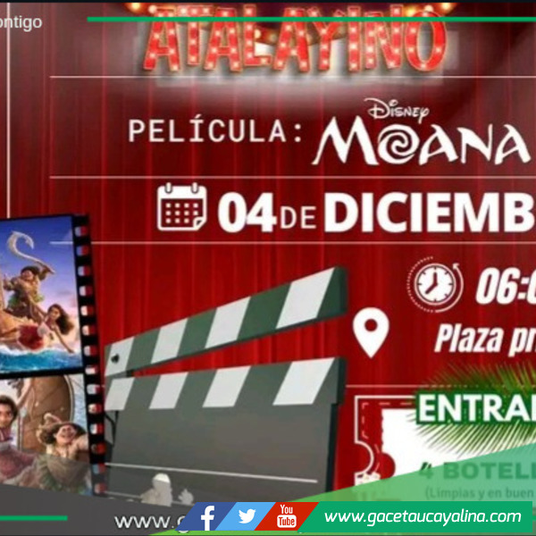 Protegiendo el Medio Ambiente: Se Proyectará la Película Moana 2 en la Plaza Principal de Atalaya.