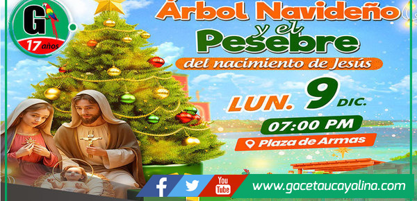 Provincia de Ucayali encenderá árbol y pesebre hoy 9 de diciembre