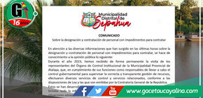 Municipalidad aclara proceso de contrataciones del 2023 ante difusión de medios escritos y Redes Sociales