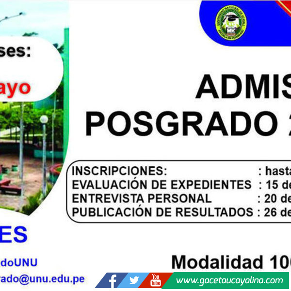 Universidad Nacional de Ucayali anuncia admisión para Posgrado 2024
