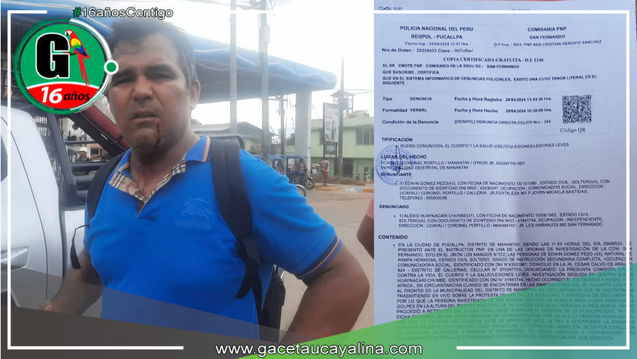 Entrevista al Presidente del centro federado de Periodistas de Ucayali Roberto Alvan.