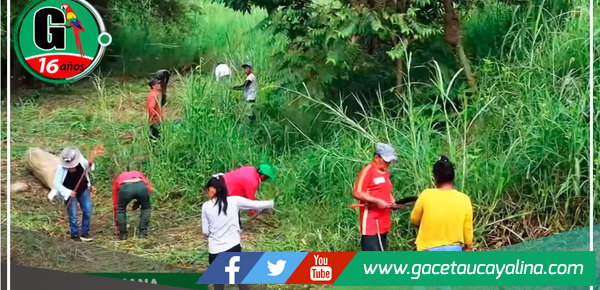 Municipalidad Provincial de Ucayali emprende labores de limpieza y desbroce en la quebrada Maquia