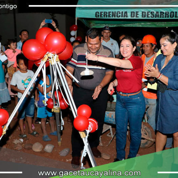 Colocaron la Primera Piedra para la pavimentación de la Av. 9 de Octubre en Pucallpa