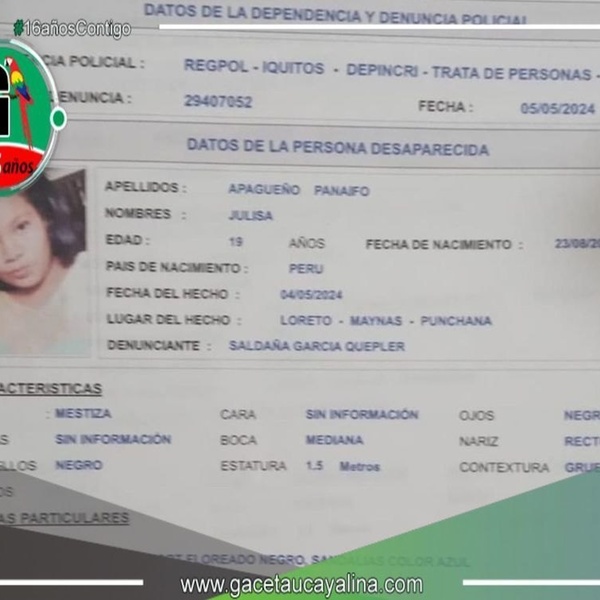 Jovencita desaparece en extrañas circunstancias en Iquitos