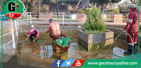 Municipalidad de Coronel Portillo revitaliza las piletas del Reloj Público de Pucallpa