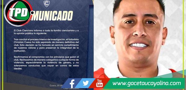Cienciano separa a Christian Cueva tras denuncia por violencia de género