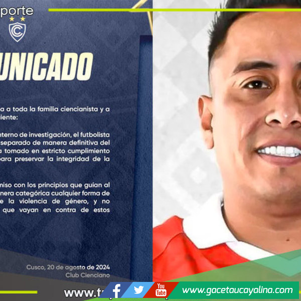 Cienciano separa a Christian Cueva tras denuncia por violencia de género