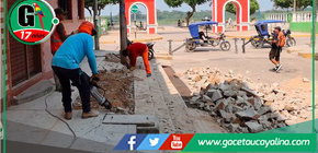 Inician trabajos de mantenimiento en la vereda de la calle Mariscal Castilla en la provincia de Ucayali
