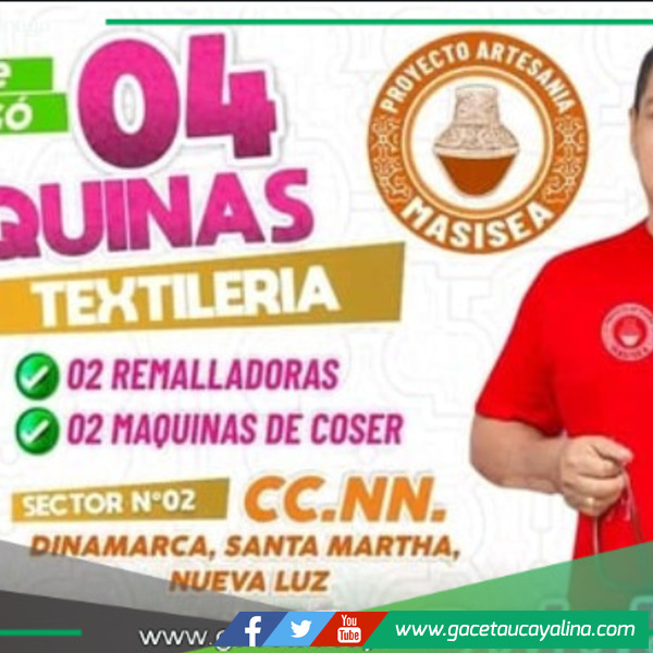 Waldo Guerra Entrega Máquinas de Coser y Remalladoras.