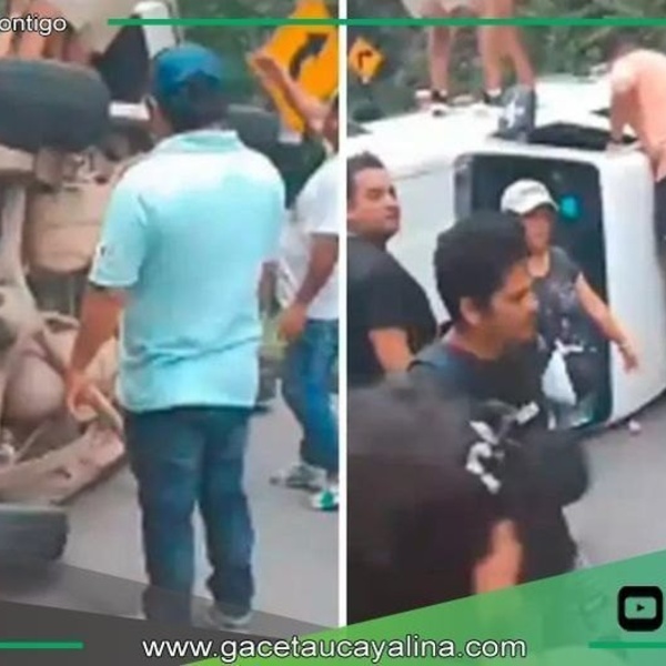 Tarapoto: Volcadura de combi con turistas a un paso del abismo
