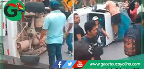 Tarapoto: Volcadura de combi con turistas a un paso del abismo