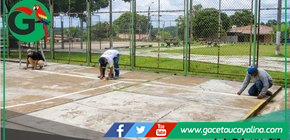 Municipalidad inicia pintado y demarcación en losas deportivas del Shiringal Contamana