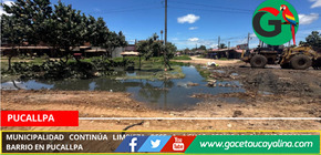Municipalidad continúa limpieza pese a aguas servidas en importante barrio en Pucallpa