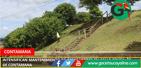 Intensifican mantenimiento de áreas verdes en calle Jerusalén de Contamana