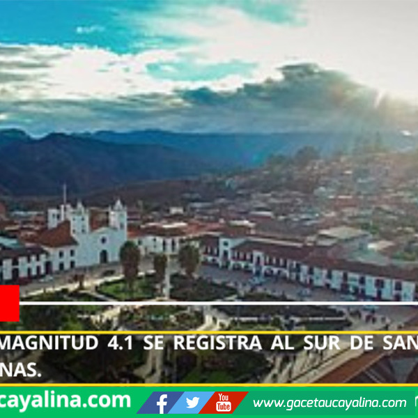 Temblor de magnitud 4.1 se registra al sur de Santa María de Nieva, Amazonas.