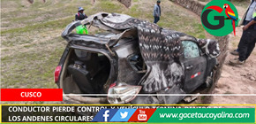 Conductor pierde control y vehículo termina dentro de los andenes circulares de Moray, Cusco.
