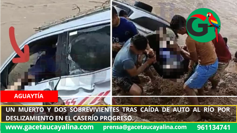 Un muerto y dos sobrevivientes tras caída de auto al río por deslizamiento en el caserío Progreso.
