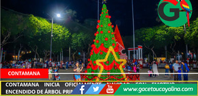 Contamana inicia oficialmente Navidad con emotivo encendido de árbol principal