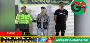 Policía captura a “Los Temibles de San Jerónimo” tras presuntamente asaltar a taxista en Cusco.