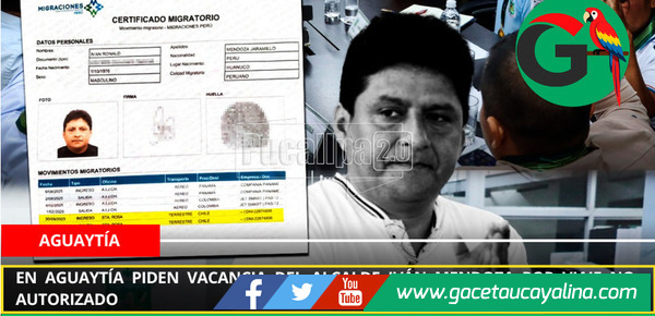 En Aguaytía piden vacancia del alcalde Iván Mendoza por viaje no autorizado