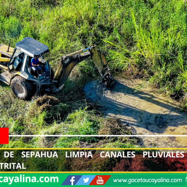 Municipalidad de Sepahua limpia canales pluviales del aeródromo distrital