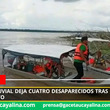 Accidente fluvial deja cuatro desaparecidos tras naufragio de yate en Loreto