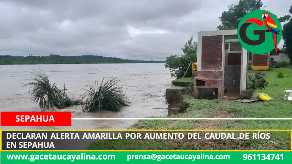 Declaran alerta amarilla por aumento del caudal de ríos en Sepahua