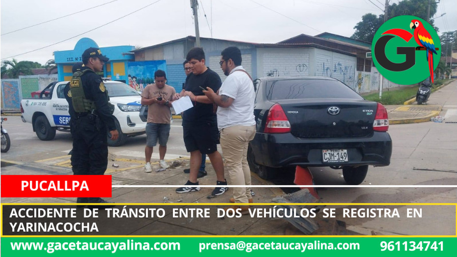 Choque vehicular deja solo daños materiales en Yarinacocha