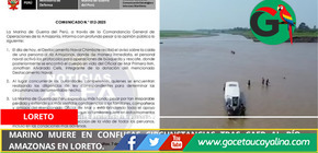 Marino muere en confusas circunstancias tras caer al río Amazonas en Loreto.