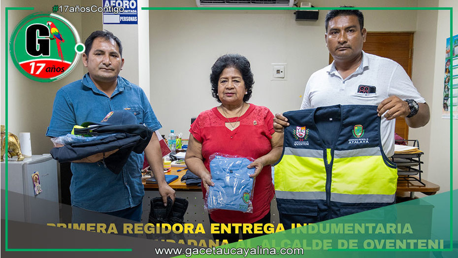 Regidora Irma Armas entrega indumentaria a seguridad de C.P. Oventeni