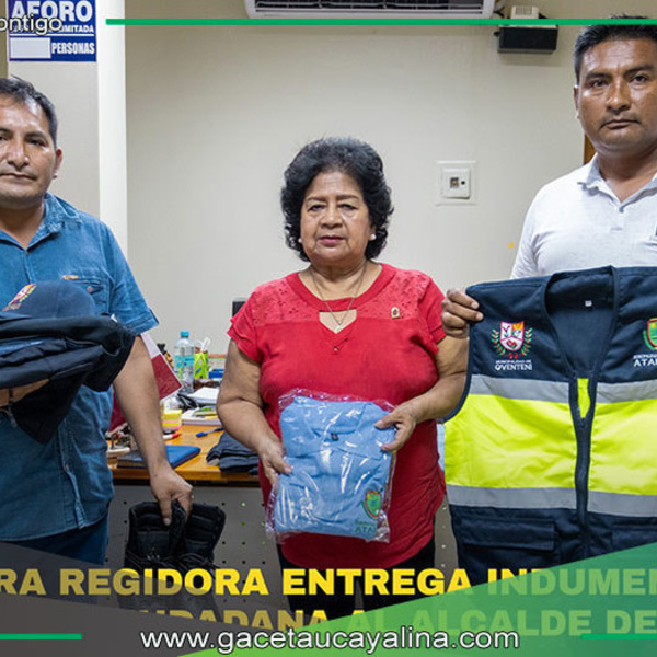 Regidora Irma Armas entrega indumentaria a seguridad de C.P. Oventeni