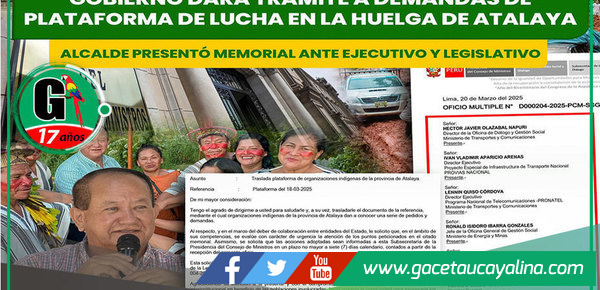 Alcalde atalayino Logra fondos para carretera Atalaya-Puerto Ocopa