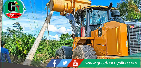 Sepahua renueva poste y línea eléctrica en zona clave