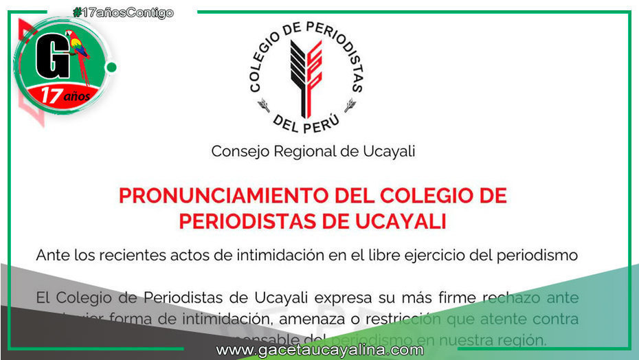 Periodistas de Ucayali condenan amenazas contra la prensa